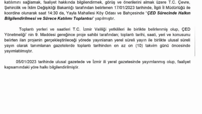 Karaburun çed toplantısı tutanağı