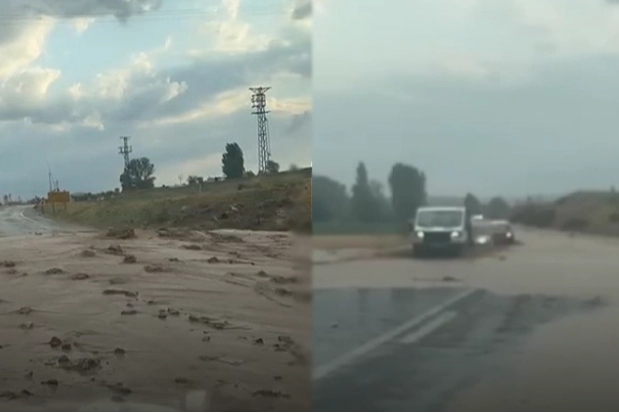 Tokat'ta şiddetli yağış sürücülere zor anlar yaşattı haberinin görseli