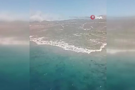 Çeşme'deki orman yangınına havadan ve karadan müdahale