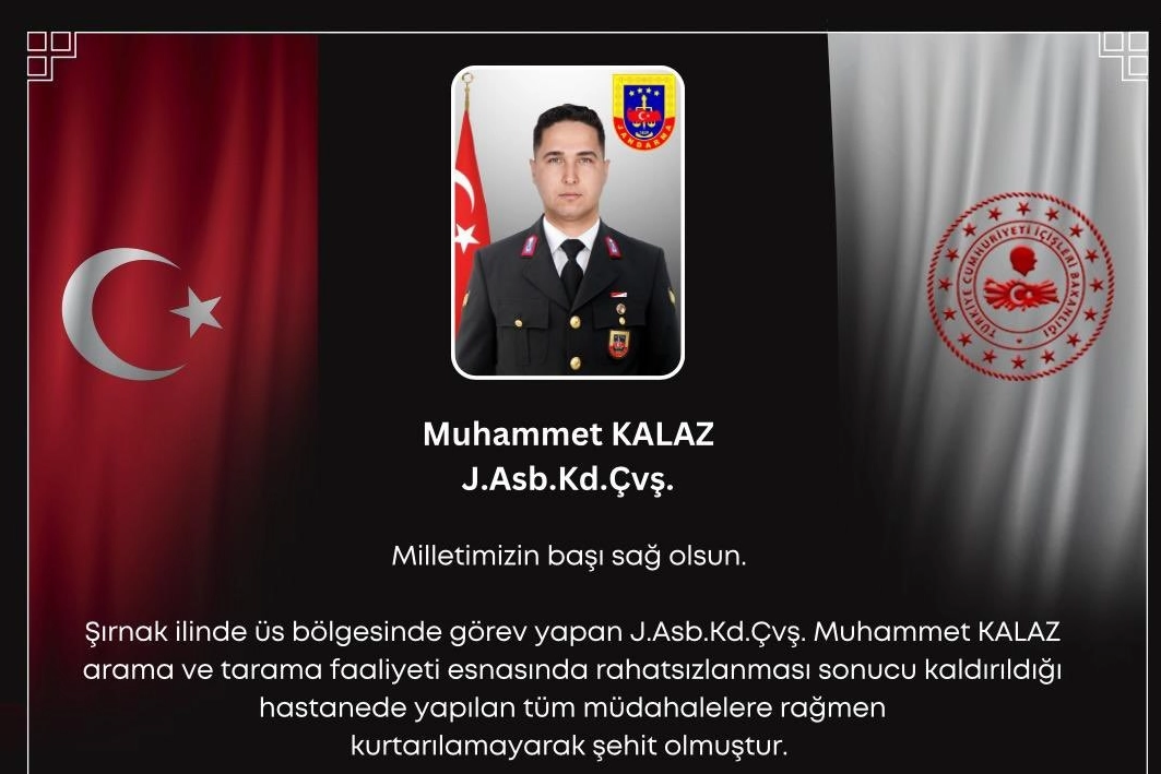 Şırnak'ta üs bölgesinde rahatsızlanan jandarma şehit oldu haberinin görseli