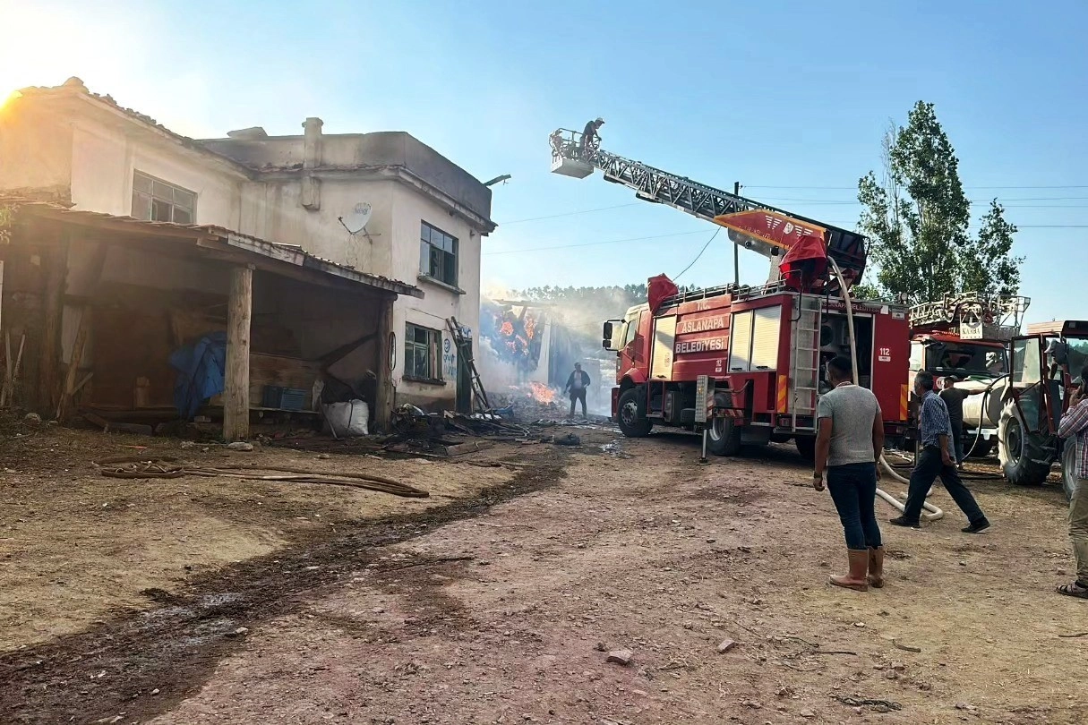 Kütahya'da yangın: 14 büyükbaş hayvan telef oldu haberinin görseli