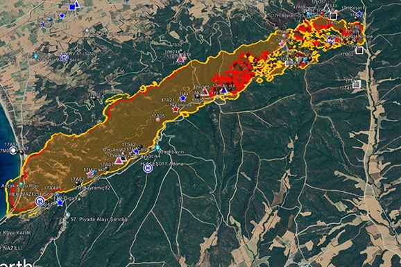 Oeman yangınlarında  insansız hava araçlarından 301 saatlik gözcülük!