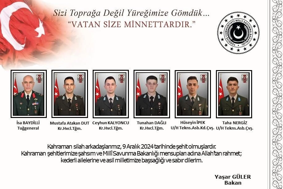 Helikopter kazası şehitleri törenle memleketlerine uğurlanacak