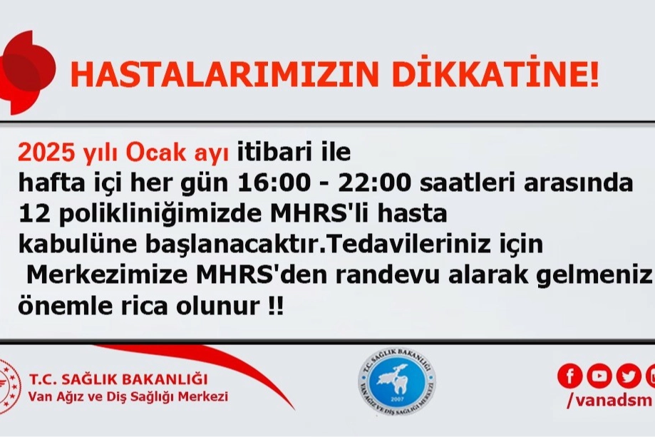 Van Ağız ve Diş Sağlığı Merkezi'nden akşam polikliniği hizmeti