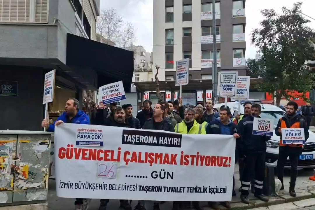 Taşeron işçilerden toplantı öncesi eylem