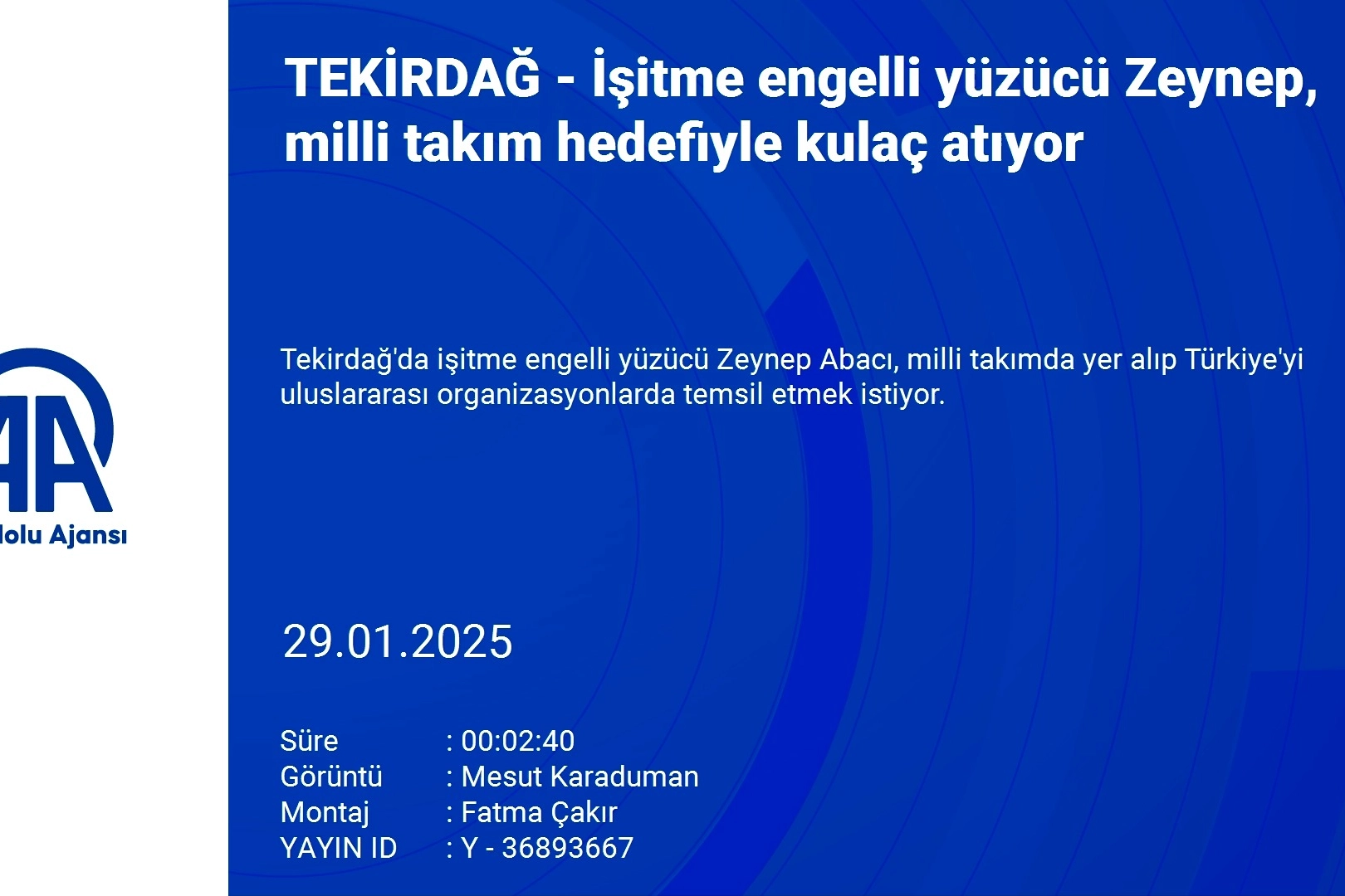 İşitme engelli yüzücü Zeynep Abacı'dan milli takım hayali