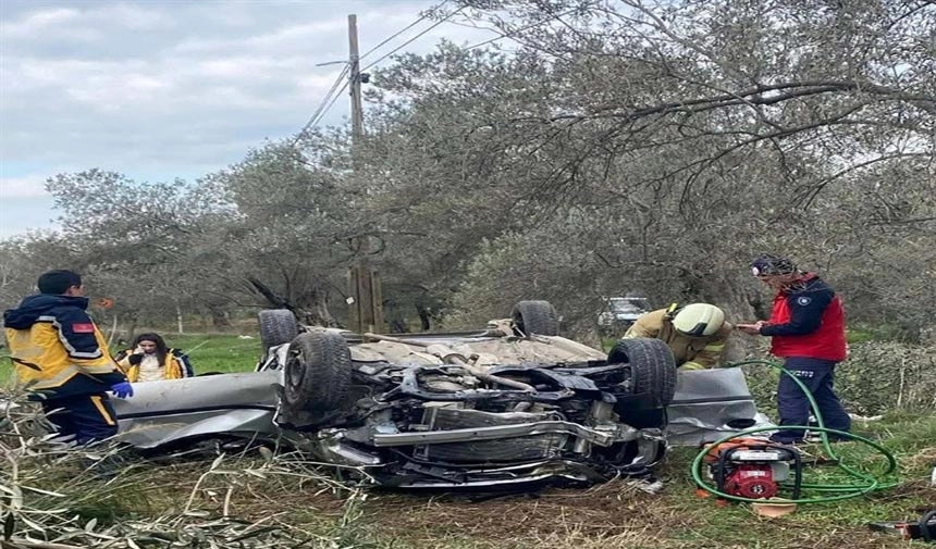 Tarlaya uçan otomobilde acı son!