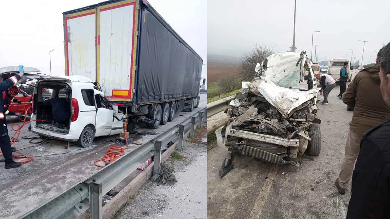 İzmir haber: Hafif ticari araç emniyet şeridindeki TIR'a çarptı