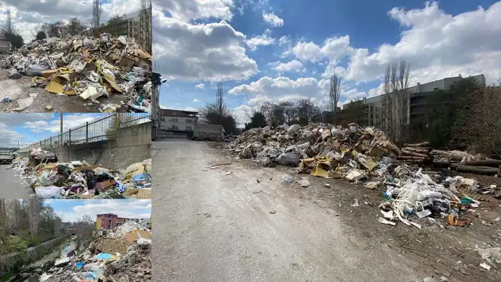 İzmir'de sanayi sitesindeki çöp yığınlarına, esnaf çözüm istiyor haberinin görseli