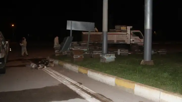 Konya'da kaza: Arı kovanı yüklü kamyonet devrildi! Polis memur hastanelik oldu