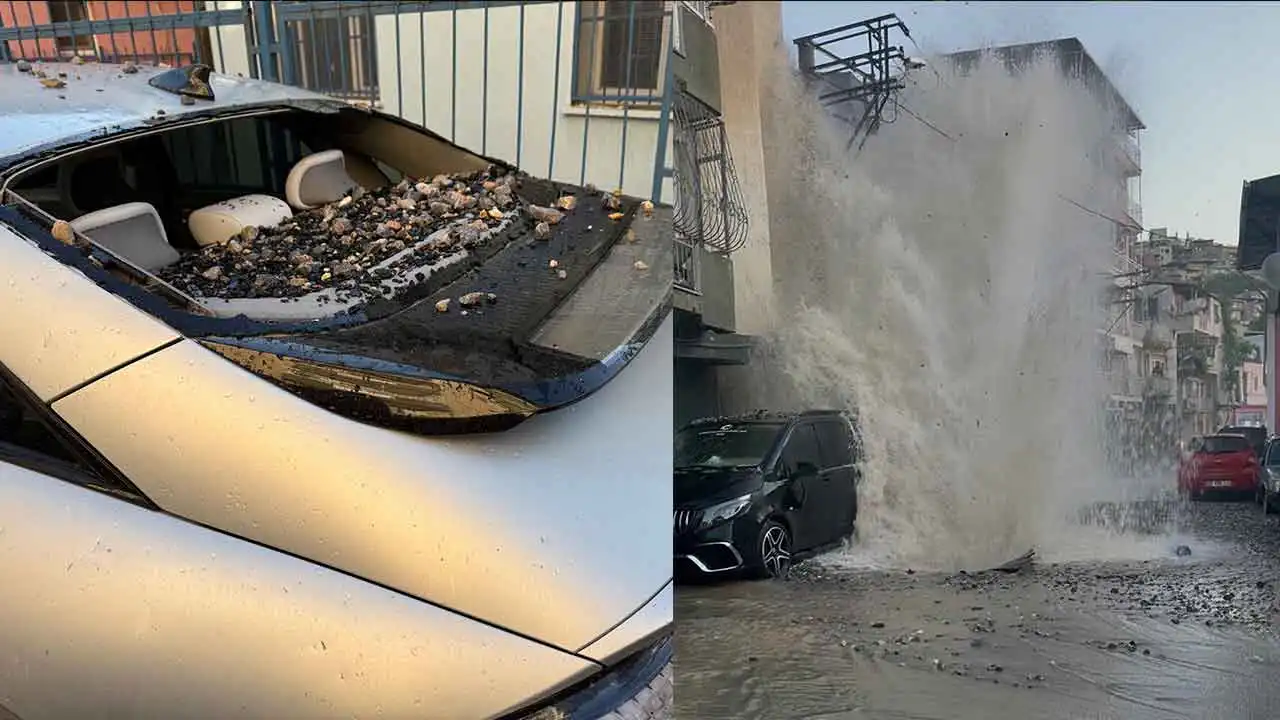 İzmir Konak’ta su hattı patladı: 4 araç zarar gördü haberinin görseli