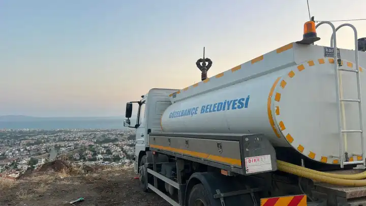 Güzelbahçe'de 24 saat yangın nöbeti