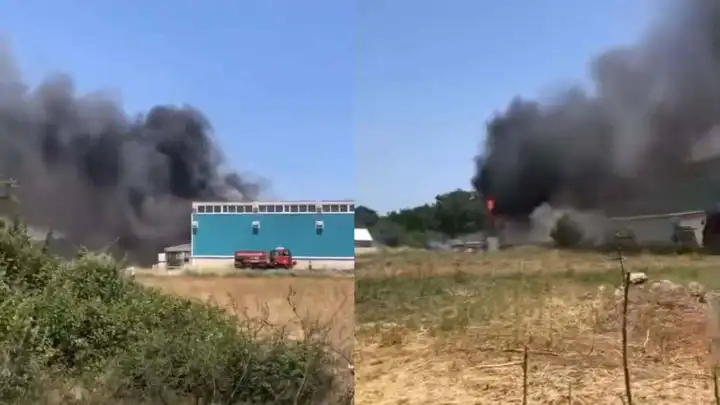 Çanakkale Çan'da plastik fabrikası yangını