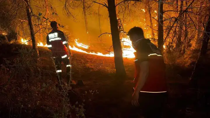 Foça’daki yangına Menemen’den destek