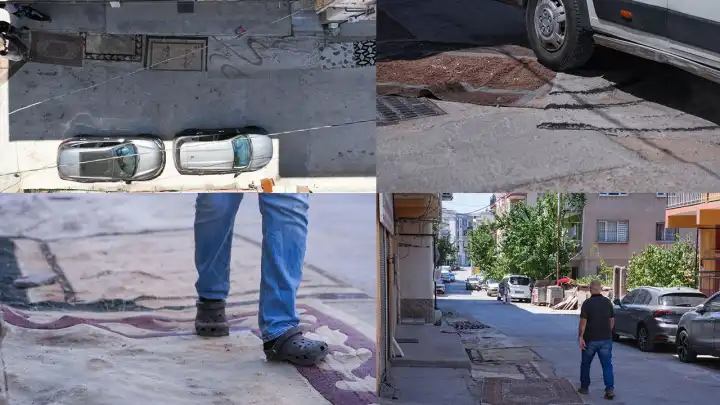 İzmir Haber: Bayraklı'da bozuk yola halı çözümü