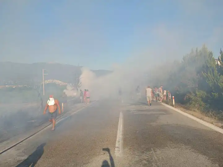 İzmir Menderes’te yangın: Gümüldür-Özdere yolu trafiğe kapatıldı