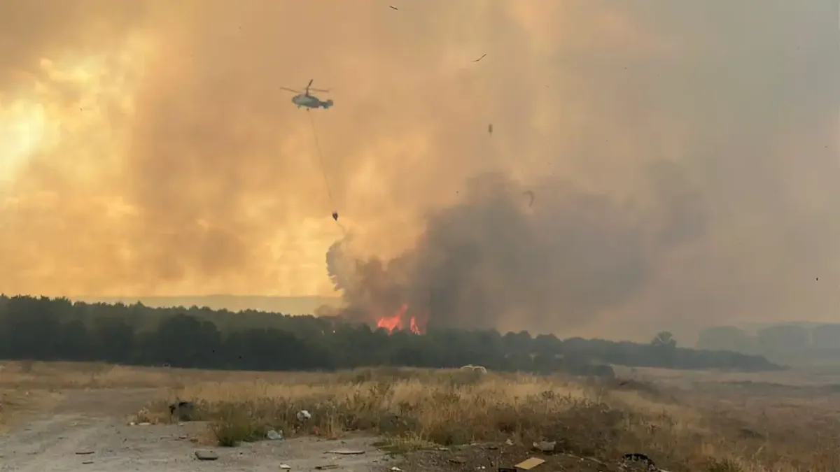 Orman yangını nedeniyle Çanakkale Havalimanı uçuşlara kapatıldı  haberinin görseli
