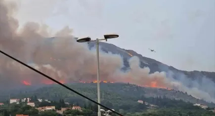 Hırvatistan'da orman yangını hava koşulları nedeniyle kontrolden çıktı