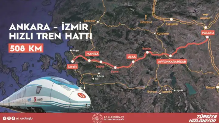 Ankara-İzmir Yüksek Hızlı Tren Hattı seyahat süresini 3,5 saate indirecek
