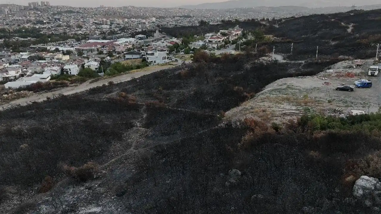 Buca’daki orman yangını dronla görüntülendi