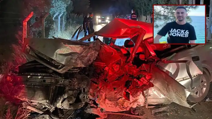 Aydın’da refüjdeki ağaca çarpan sürücü hayatını kaybetti