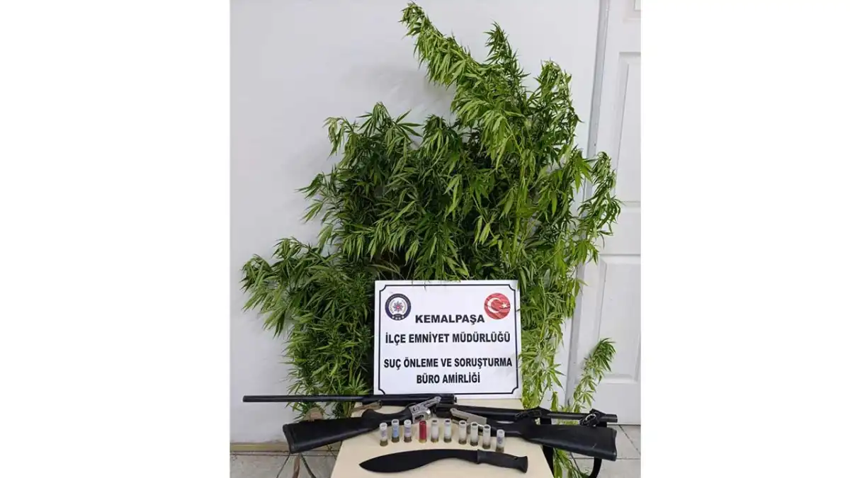Kemalpaşa’da bahçesinde yasaklı madde yetiştiren kişi gözaltına alındı haberinin görseli