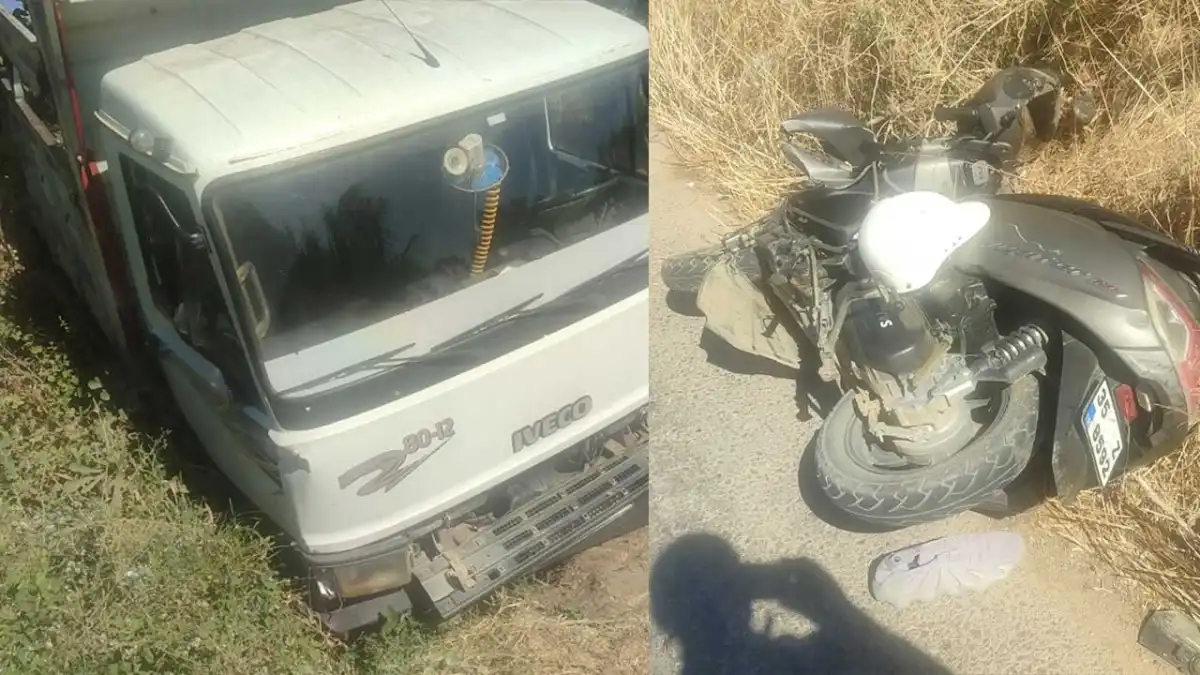 Ödemiş&#039;te motosiklet ile kamyon çarpıştı: 1 yaralı haberinin görseli