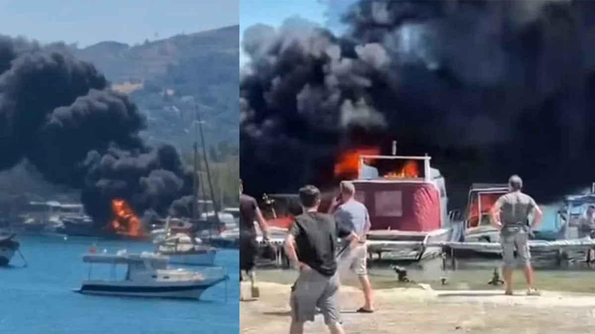 Urla’da tekne yangını haberinin görseli