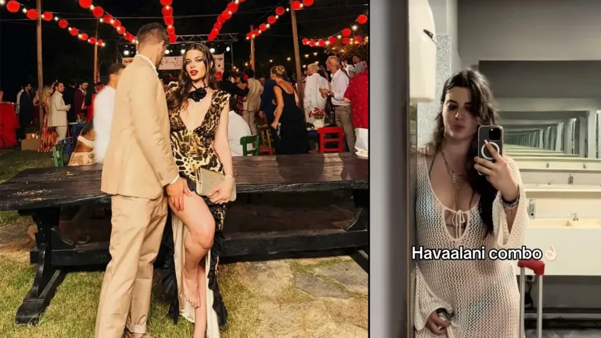 Derin Talu havalimanına bikiniyle geldi haberinin görseli