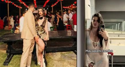 Derin Talu havalimanına bikiniyle geldi