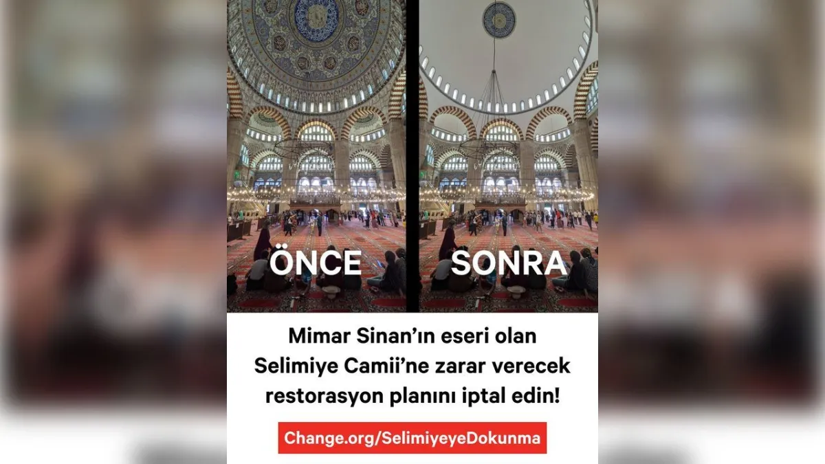 Tarihi restorasyona tepki büyüyor: Selimiye’ye Dokunma kampanyası başlatıldı haberinin görseli