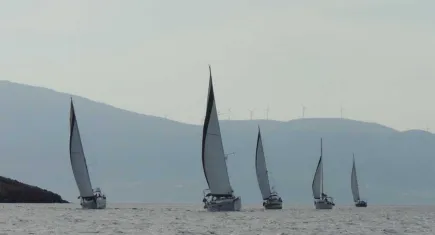 Foça'daki yelken şenliğinde iki yakadan yelkenciler Ege'de dostluk mesajı verdi