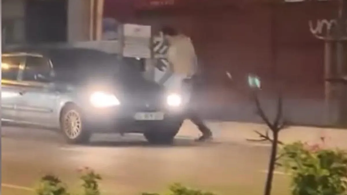 Yolun ortasında duran şüpheli, sürücülere ve vatandaşlara saldırdı haberinin görseli