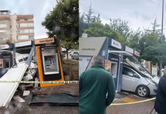 Ankara’da kaza: Otomobil ATM’ye çarptı, sürücü yaralandı