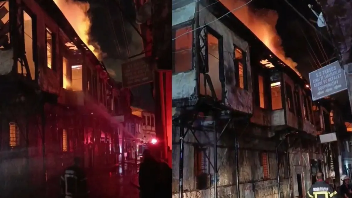 Tarsus’ta korkutan yangın! İş yerinde başlayan alevler iki ahşap evi küle çevirdi haberinin görseli