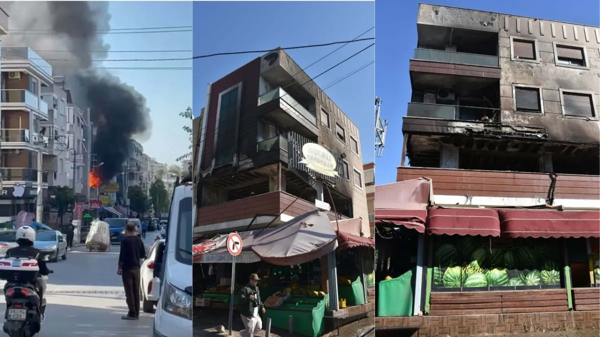 İzmir'de apartman dairesinde çıkan yangın hasara yol açtı haberinin görseli