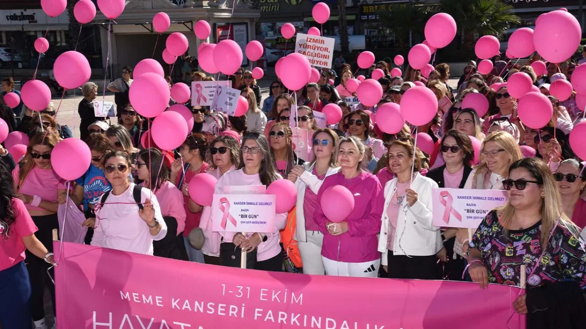 Menemen’de meme kanserine karşı farkındalık yürüyüşü haberinin görseli