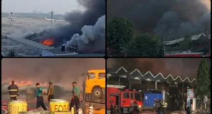 Bangladeş’te havalimanı felaketi: Kargo bölümü alev alev! Tüm uçuşlar durduruldu