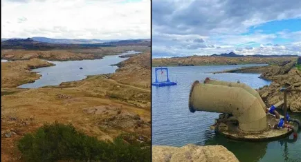 Kayalıköy Barajı alarm veriyor: Suyun altında olması gereken borular yüzeye çıktı