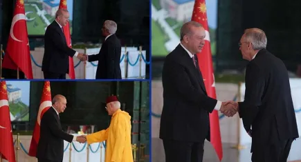 Cumhurbaşkanı Erdoğan, 29 Ekim tebriklerini Cumhurbaşkanlığı Külliyesi’nde kabul etti