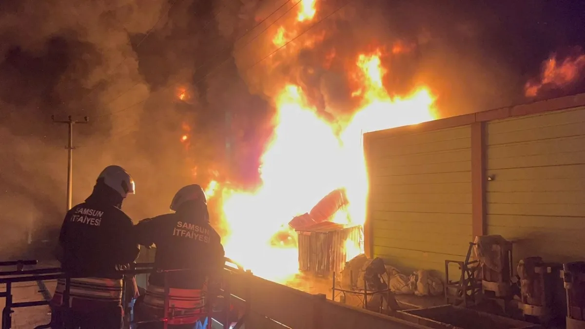 Samsun'da geri dönüşüm fabrikasında yangın! haberinin görseli