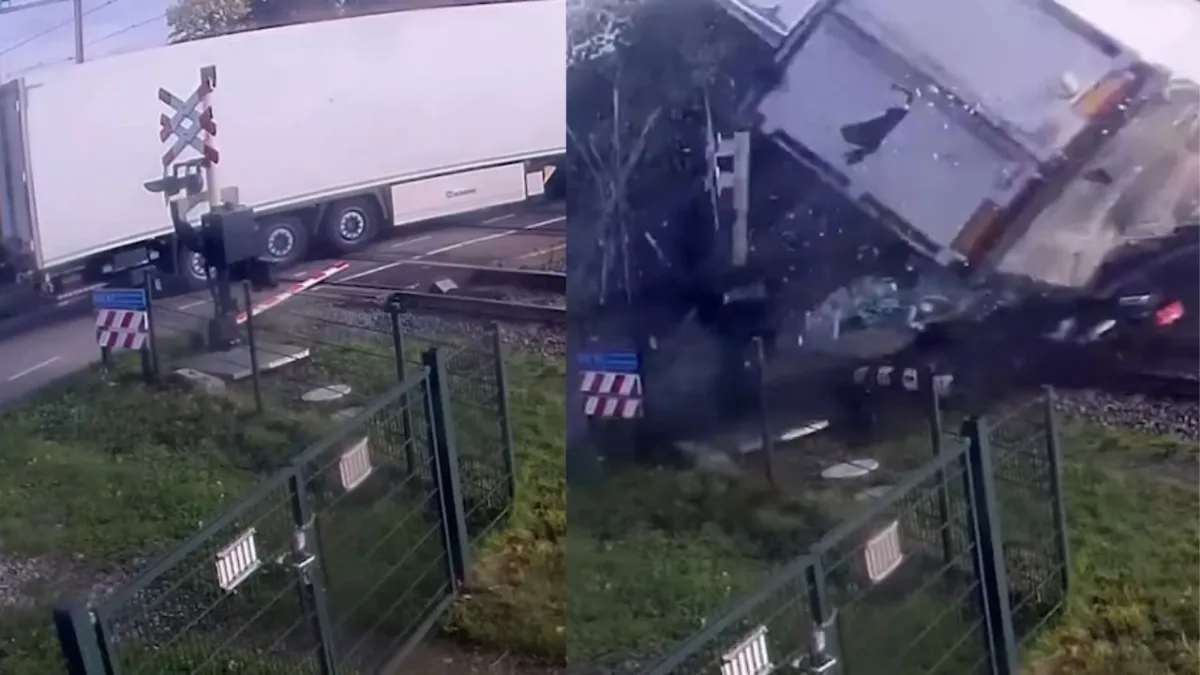 Hollanda'da korkunç kaza! Raylarda mahsur kalan TIR'a yolcu treni çarptı haberinin görseli