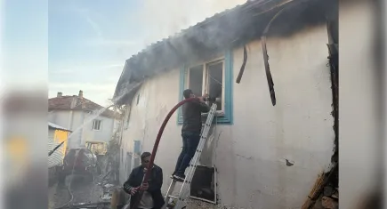 Kütahya'da yangın: Evler ve ahır alevlere teslim oldu