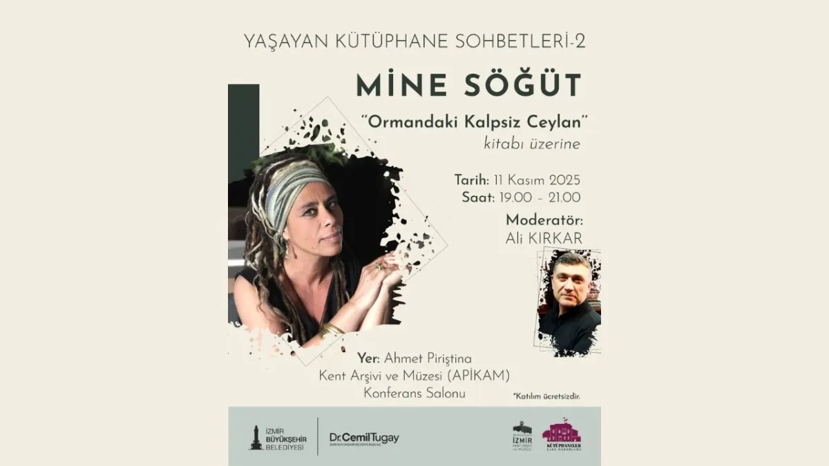 İzmir’de edebiyat dolu akşam: Mine Söğüt “Yaşayan Kütüphane Sohbetleri”nde okurlarla buluşacak haberinin görseli