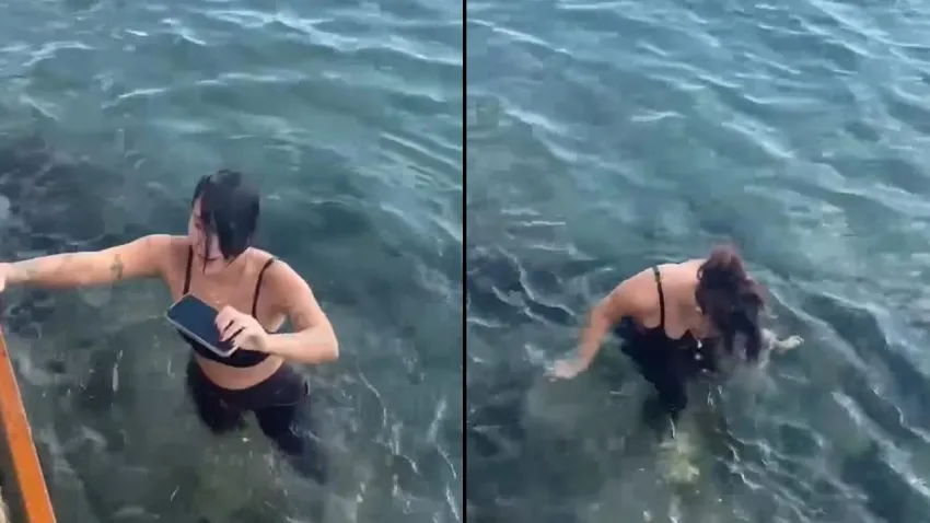 Ünlü şarkıcı denize düşen telefonunu kurtarmak için suya daldı haberinin görseli