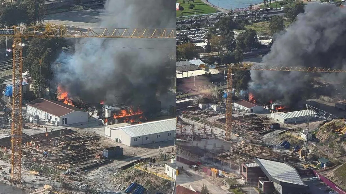 İzmir haber: Bayraklı'da inşaat şantiyesinde yangın! Alevler 2 otomobile sıçradı haberinin görseli