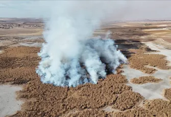 Kuruyan Gökgöl’de çevre felaketi: Sazlıklar 2 gündür yanıyor