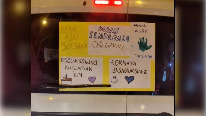 Trafikte kornalar bu kez Down Sendromlu Bekir için çaldı haberinin görseli