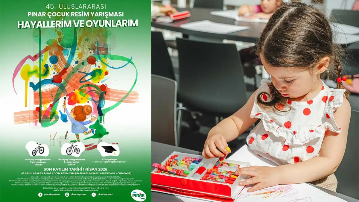 45. Uluslararası Pınar Çocuk Resim Yarışması, “Hayallerim ve Oyunlarım” temasıyla başladı haberinin görseli