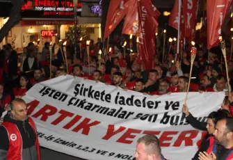 Büyükşehir işçilerinden meşaleli yürüyüş: Alacaklar için takvim vurgusu yapıldı